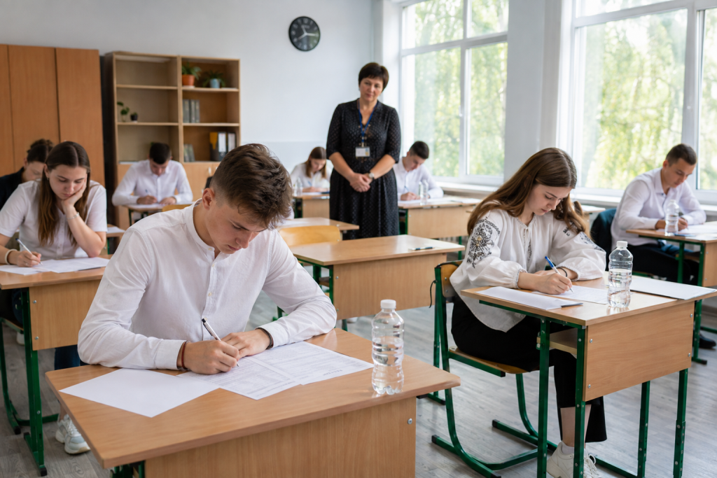 Державна підсумкова атестація (ДПА): що це таке і як проходить Учні старших класів виконують письмові завдання ДПА в навчальній аудиторії під наглядом учителя