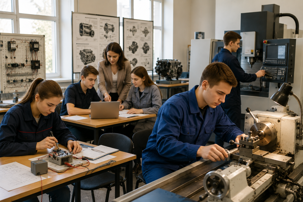 Що таке технікум і яку освіту він дає Студенти технікуму навчаються в спеціалізованій аудиторії та виконують практичне завдання разом із викладачем